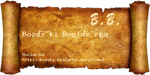 Bozóki Boglárka névjegykártya